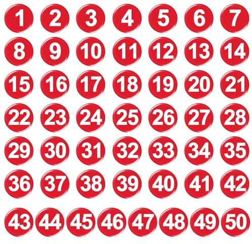 50 Stück Magnete Bunt für Magnettafel,Red Whiteboard Magnete,Starke Zahlenmagnete,Bunt Rund Magnete,Kühlschrankmagnete Dekorative,für Schließfach,Foto,Schule Tafel,Kühlschrank