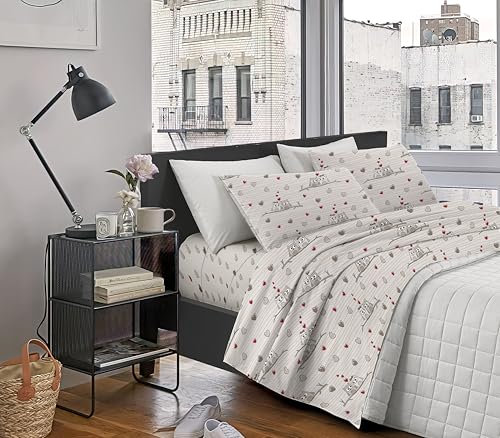 IlGruppone Completo Letto Lenzuola Matrimoniale,100% Cotone, Set Letto, Lenzuolo sopra, sotto e Federe 2 Piazze - Gufi