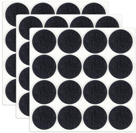 HNR 30mm Felt Furniture Pads for Hardwood Floors - 48 Pcs 3mm Thick Self Adhesive Chair Leg Felt Pads, Floor Protector Pads for Furniture Feet (Black)
