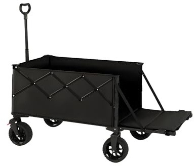 Bollerwagen faltbar 380L+ Bis 320KG Strandwagen Klappbar mit Heckklappe,7 cm breite Geländereifen, Faltbarer Bollerwagen Einkaufen,Camping,Strand,Outdoor (Extra breit)