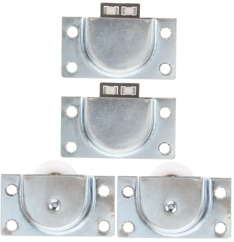 Schiebetürrollen für Schranktüren und Möbel, Silber | Metall, für Kleiderschränke und Möbel Türen, Einfache Montage, Stabile Führung, 4 Stück Packung