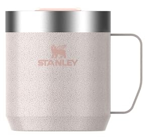 STANLEY 1913 Classic Camp Travel Mug 0.35L - Hammertone Rose Quartz | Keeps 1.5 Hours Hot - 3 Hours Cold - Dishwasher Safe - Stainless Steel Coffee Cup - BPA-Free