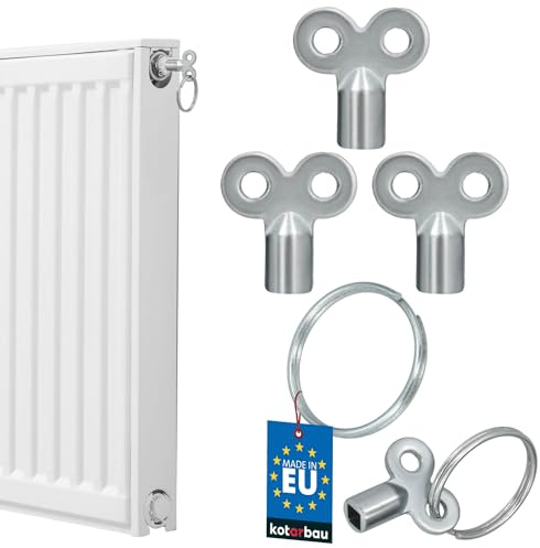 KOTARBAU® 3er Set Entlüftungsschlüssel für Heizkörper - Heizungsentlüftungsschlüssel - Vierkantschlüssel - Heizkörper Entlüftungsschlüssel - mit Schlüsselring - ZnAl - Silber