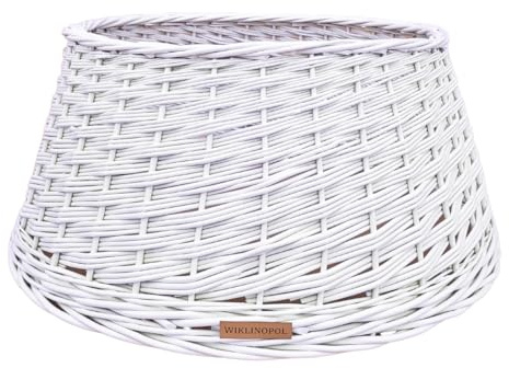Corbeille de Sapin de Noël Peinte à la Main en Osier Blanc Naturel – Cache-Pied décoratif pour Support de Sapin, décoration de Noël élégante et Durable pour Votre intérieur, 50 cm