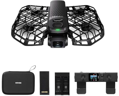 HOVERAir X1 PRO Drohne mit Kamera 4K, Faltbar Action Cam mit über 15 vollautomatischen Flugmodi, 42 KM/H, Fliegen überall mit OmniTerrain, Rückkollisions-Erkennung (Basis Kombo& Beacon)