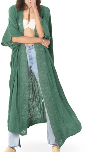 Lifetooler Damen Kimono Strand Cardigan, Lange Sommer Bikini Cover Up Leichte Beachwear Oversized Strandponcho