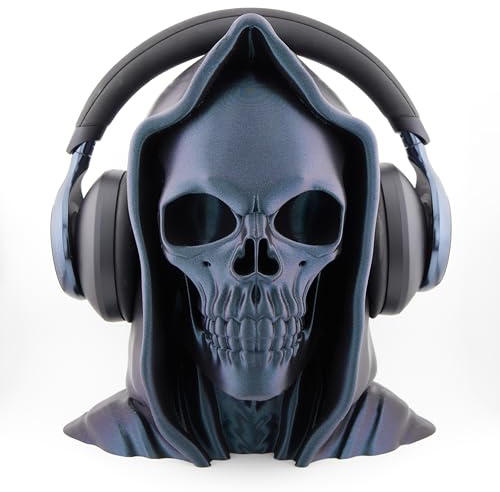 OSAZEE Totenkopf Kopfhörerständer – Skull Headphone Stand Burned Titanium Black | Premium Kopfhörerhalter für Schreibtisch & Gaming Setup | Stabil, Ohrpolster-schonend | Designed in Berlin