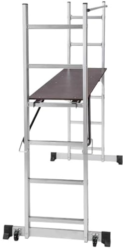 Plataforma móvil para andamios Escalera de trabajo aluminio, plataforma escalonada, andamio multiusos, torre, plegable 3 en 1, escalera