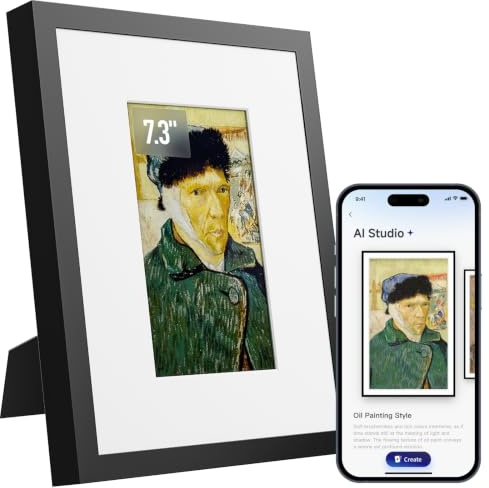 SwitchBot KI Art Frame 7.3'', Cornice Digitale Senza Cavi, Display Elettronico-Ink, Da Tavolo O Da Parete, Cornice Digitale Wi-Fi, Compatibile Con Alexa