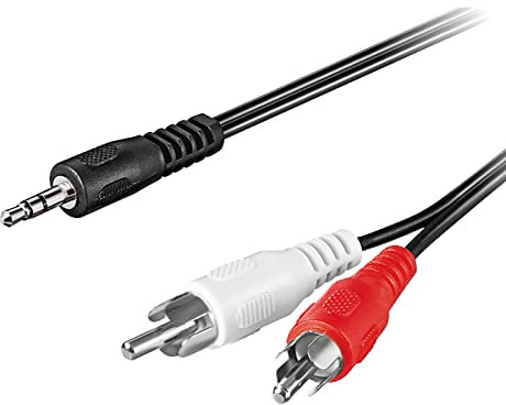 Goobay 50018 3,5mm Klinke / Cinch-Adapterkabel - für Kopfhörerbuchsen an RCA / 3-polig Stereo 3,5 mm-Stecker auf 2x Cinch-Stecker / Schwarz / 1,5m