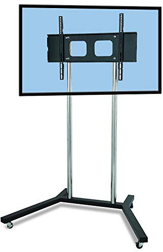 Allcam FS401 Premium TV Trolley Stand for 43 to 65-inch LED/LCD TVs, Mount Size 800x400, Elegant Advertising Display with Large Chrome Poles