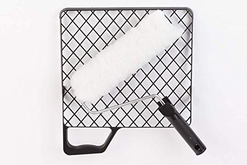 Triuso Heimwerker-Rollergarnitur 25cm Griff schwarz Malerset Abstreifgitter Farbroller