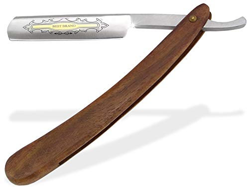 Rasiermesser mit Holzgriff und Goldätzung 5/8 Zoll Feste Rasierklinge