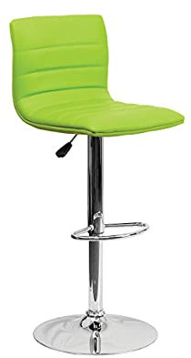 Flash Furniture Vincent Barhocker mit Rückenlehne, höhenverstellbar, Vinyl, mit Chrom-Standfuß, Grün, 2 Stück