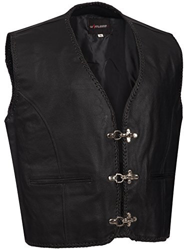 Limitless Herren Lederweste Motorrad Leder Weste Biker Kutte Rocker Clubweste Glattleder schwarz Gr. M bis 6XL (4XL)