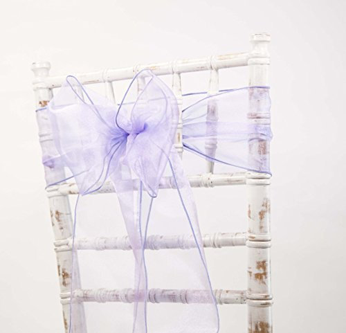 ORGANZA CHAIR SASHES BOWS - WEDDING DECOR EVENTS - 80 COLOURS AND MATCHING RUNNERS AVAILABLE (Lilac/Purple)