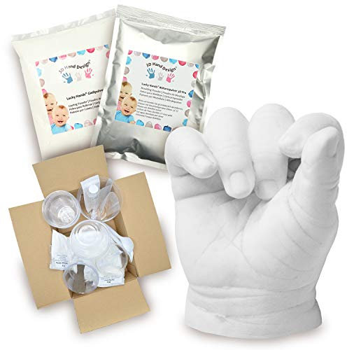 Lucky Hands Kinder Handabdruck Gipsabdruck | 1–6 Jahre | max. 5 Abdrücke | 450 g Abformpulver + 1.000 g Gießpulver | Komplettset 26-tlg. Zubehör Made in EU (Kinder Komplettset)