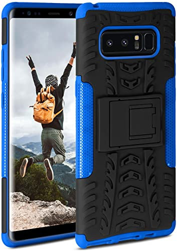 ONEFLOW Tank Case für Samsung Galaxy Note 8 Hülle Outdoor, stabile Panzerhülle mit Kamera und Display Schutz, sichere Handyhülle, TPU Handy Schutzhülle mit Ständer, Blau Schwarz