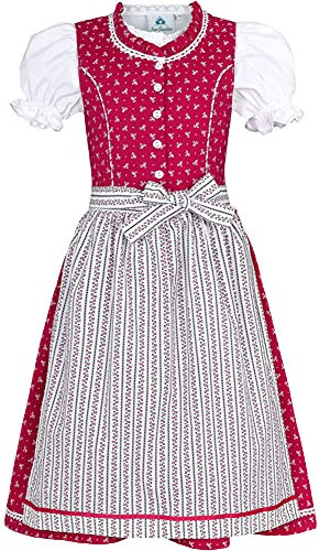 Isar Trachten Vestito Tradizionale Bavarese per Bambine Julienne - Rosa Fucsia Taglia 122