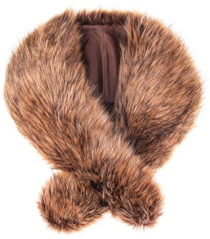 Futrzane Classic Stola - Lange Fellstola Damen - Fake Fur Pelzkragen Fell Schal (Bronze Classic)