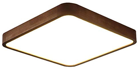 Serin-Eletro 30W Deckenleuchte Rechteck Holz-Lampe Dimmbar Fernbedienung Deckenlampe Nussbaum und Acryl Wohnzimmerlampe Deckenlichter Schlafzimmer Badezimmer Büro,50CM