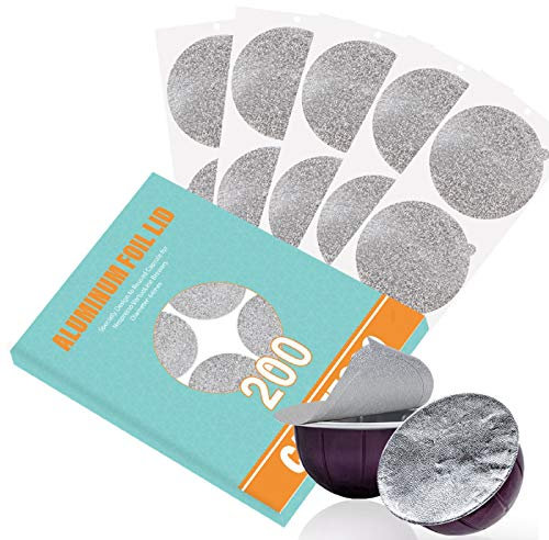 Tapas de papel de aluminio CAPMESSO para reutilizar las cápsulas de café Vertuoline, compatibles con la máquina Nespresso VertuoLine de 64 mm (100 / paquete) (200)