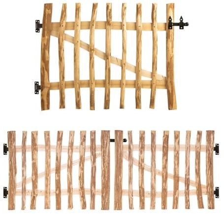 BooGardi Gartentor Holz Bausatz · 168 Größen bis 3m · Breite 180 cm Höhe 90 cm Lattenabstand 3-5 cm · Staketentor Haselnuss · Doppeltor · Gartentür