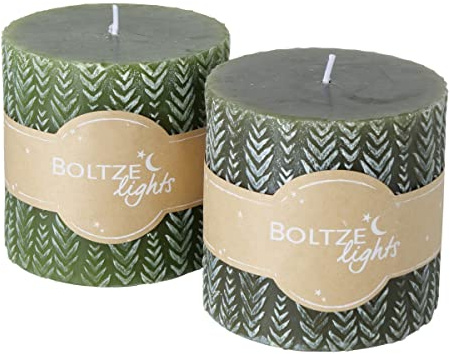 Boltze 2014948 Stumpenkerze Mavie grün sortiert 10 cm (1 Stück)