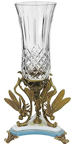 Decoración de jarrón, cristal de gama alta con incrustaciones de cristal con incrustaciones de cobre Decoración del hogar Decoración del hogar Moderno Jarrón de cristal Flor artificial Transparente Vi