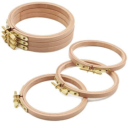 ZOCONE Stickrahmen aus Buchenholz, 6 Stück, für Stickerei, Kreuzstich, Näharbeiten, Kunsthandwerk und Weihnachtsdekoration (Größe 10,2 cm)