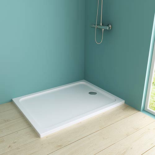 IMPTS Duschwanne 80x90 cm,Duschtasse aus langlebigem Sanitäracryl Duschtasse aus Sanitäracryl in Weiß rechteckig extra Flach kratz- & rutschfest, inkl. Ablaufgarnitur