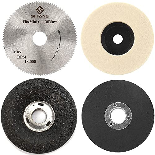 BaiNuo 4Pack Grinding Polishing Discs Set - 2-Inch Rotary Metal Cut-Off Wheel,HSS Circular Saw Blade,Felt Polishing Disc Kit with 3/8 inch Arbor