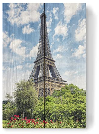 artboxONE Holzbild 30x20 cm Städte Garten in Paris von Künstler Manjik