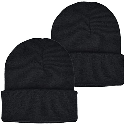 EINSKEY Strickmütze Herren Damen Leichte Watch Cap Dünne Übergangsmütze Beanie Mützen für Fahrradfahren, Chemo, Laufen - 2er Pack