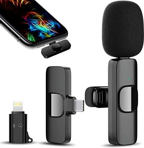AFEISY USB C Micro Cravate sans Fils, 2.4GHz Mini Microphone Cravate sans Fils, Micros à Ruban de Lavalier sans Fil pour Youtube Tiktok Interview Vlog Live Stream Podcast Vidéo