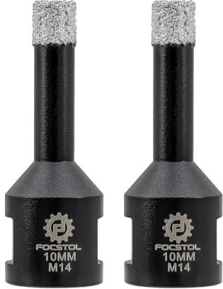 FOCSTOL Diamond Core Drill Bit - 2pcs 10mm Diamond Hole Saw for Porcelain Ceramic Tile Marble Granite Quartz M14 Thread
