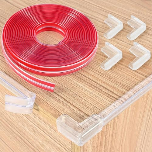 6m Pré-adhésif Protection Table Bebe, Coin de Table Protection Bebe Protection Coin de Table Bébé Protection Angle Bebe Protection Meuble Bébé avec 4 Protection Angle Silicone