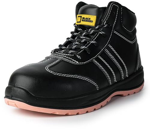 Black Hammer Safety Boots Lightweight Womens Composite Toe Cap With Midsole Protection Metal Free Non Slip Breathable S3 SRC Flo (5 UK)