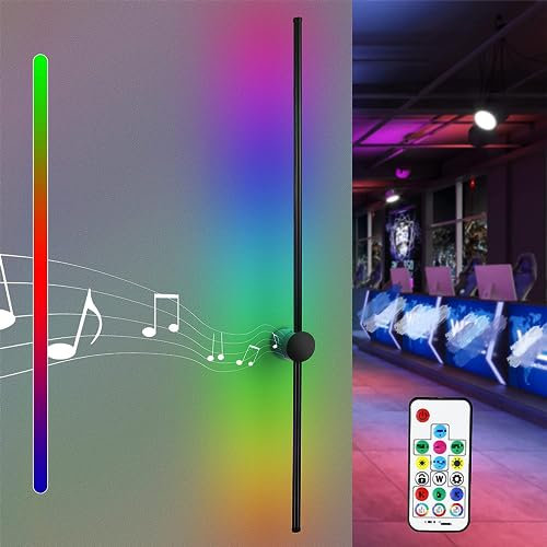 ZMH Led Wandleuchte Innen Wandlampe: 100CM RGB Schwarz Musik Flurlampe Modern Design Dimmbar Schlafzimmerlampe mit Fernbedienung Wandbeleuchtung für Flur Treppenhaus Schlafzimmer Wohnzimmer