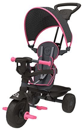 TP Toys 762 Tricycle 4 en 1, de 10 Mois à 3 Ans, Rose, avec Sangle, siège réglable et Toit Pare-Soleil