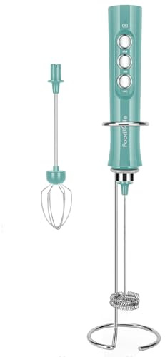 FoodVille MF02 - Montalatte ricaricabile portatile con frusta in acciaio inossidabile per cappuccino, latte, caffè Bulletproof, dieta Keto, proteine in polvere, matcha (verde turchese)