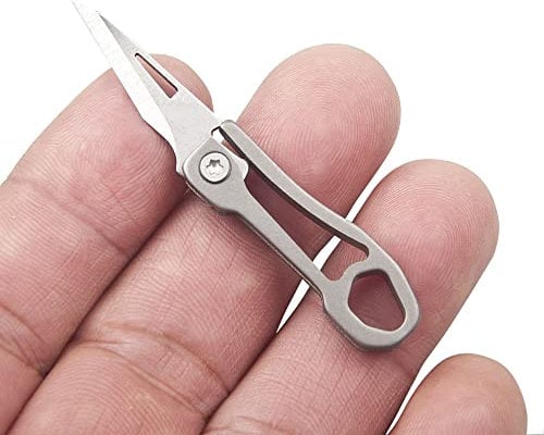 SAMFUNG Ein mini-klappmesser, ein edc-pack-messer, 1 zoll blechtamme aus edelstahl, riemen aus titan, eng gepolstert und leicht
