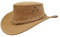 Australien Style Cowboyhut aus Leder mit geflochtenem Hutband geschwungener Krempe, Unisex für Damen, Herren und Kinder-Wetterfest