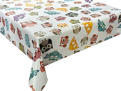 Wachstuch Tischdecke abwaschbar Gartentischdecke, Viele Größen und Designs, wasserabweisend (Bunte Eule- Mehrfarbig 1892-1BM, 100x140 cm)