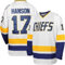 Atonmore Hanson Brothers Hockeytrikot Charlestown Chiefs 17 Steve 18 Jeff Slap Shot Movie Hockey Trikots Blau Weiß, 17-weiß, L