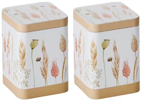 Teemando 2 X Dose Smilla, 100 g Weißblech, eckig, Stülpdeckel matt 7,3 x 7,3 x 10 cm