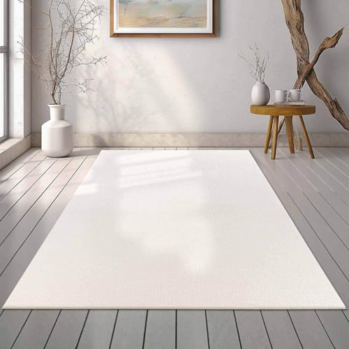 Taracarpet Kunstfell Uni Polyester Teppich Einfarbig in Hasenfell-Optik fürs Wohnzimmer Schlafzimmer und Kinderzimmer Creme 080x150 cm