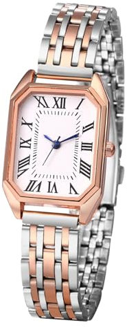 Avaner Uhren Damen Rechteckig Edelstahl: Damenuhr Analoge Quarzwerk Uhr Mode Freizeituhr Roségold Armbanduhr für Frauen