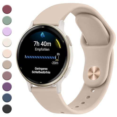 Mugust Garmin - Correa para Garmin Vivoactive 5/3, Garmin Vivomove 3/HR/Luxe/Style, Garmin Forerunner 55/245/645, 20 mm de silicona, correa de repuesto ajustable