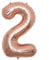 Rose Gold Number 2 - Large Helium Foil Balloon - Birthday Party Wedding Anniversary Decoration - 101cm (2 Pack)
